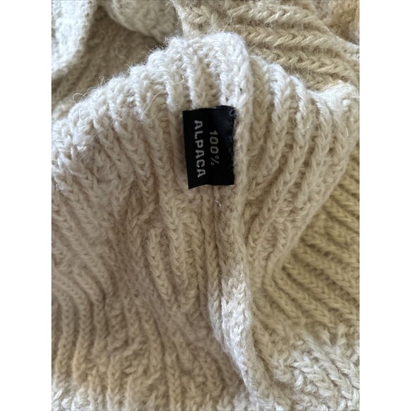Vintage 100% Alpaca Cable knit Fisherman Pullover Crew Neck Nordic SoHo Boho SzL - Picture 5 of 5